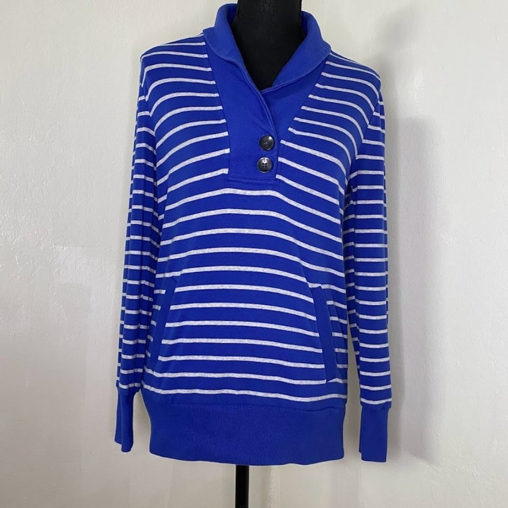 Banana Republic Blue & White Striped Pullover Sweater